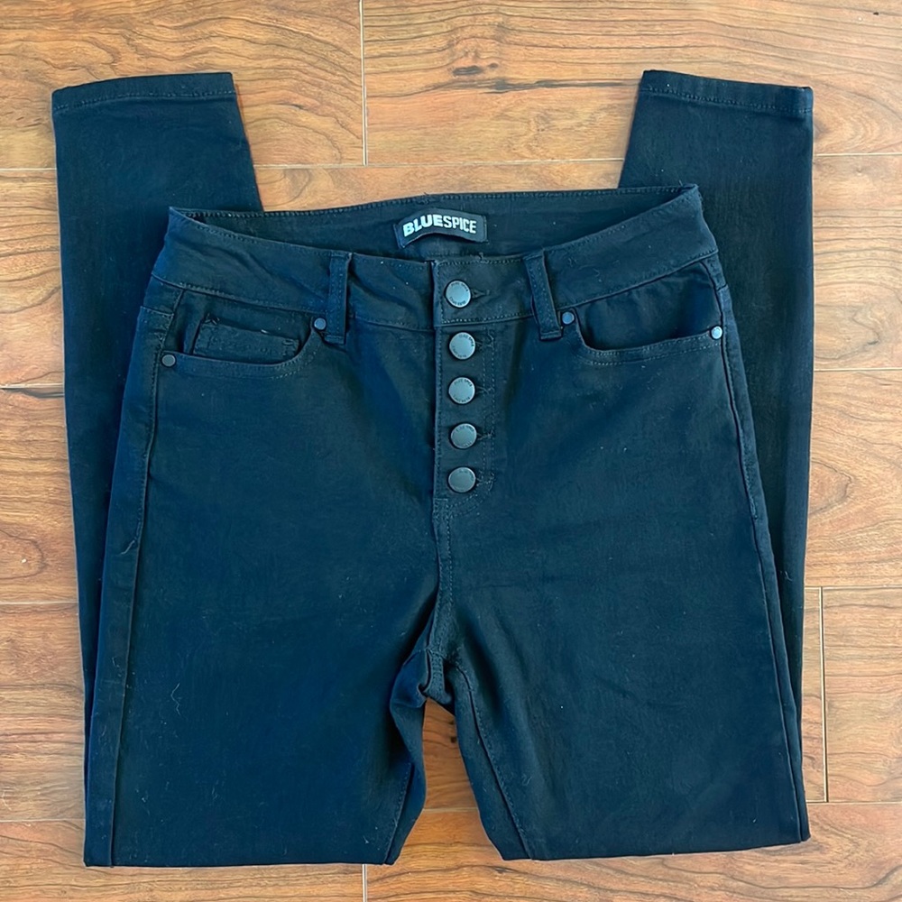 Blue Spice Black Button Fly High Waist Skinny Jegging Jeans